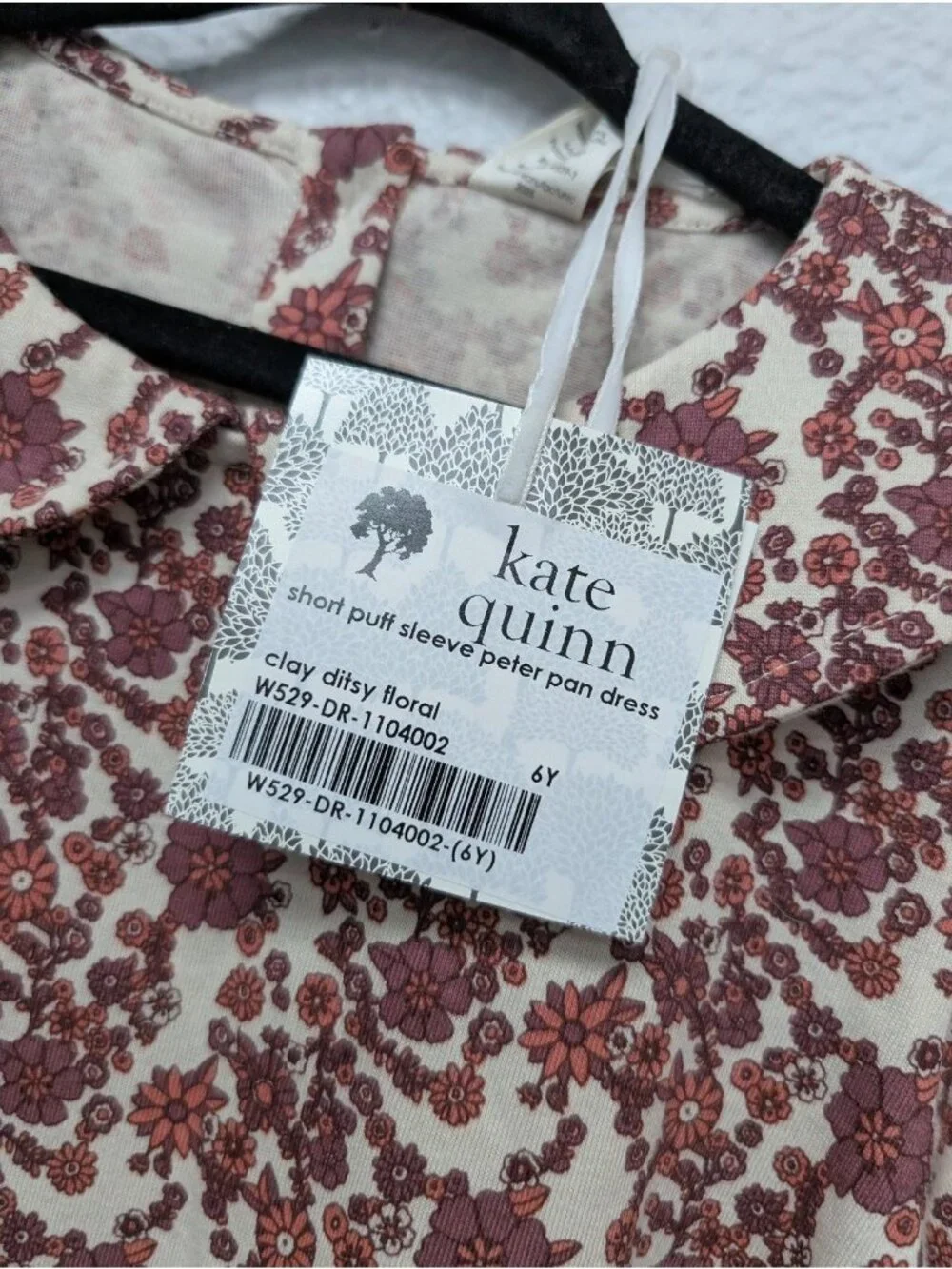 Kate Quinn Organic Cotton Clay Ditsy Floral Peter Pan Collar Dress 6Y